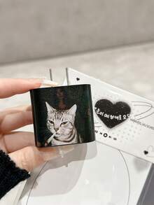 吸烟猫图案防震充电盒，兼容苹果充电器，适用于 11/15 Pro Max/17 Pro Max/13/14/15/16 Pro Max - 黑色 - 查看 4