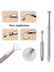 1/2 Pcs Jewelry Grabber, Alloy Piercing Ball Grabber, For Small Parts Grabbing - Silver Gray - View 2