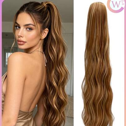 WIGGAGA Ss Style Inspo Woman Vacation Outfits Valentine's Day Summer Outfits Summer Synthetic Ponytail Extension Hair Natural Wave Curly Hair Water Wave Pattern Wig Long Wavy Bouncy Curls Multi Color Option