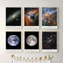 6张/套复古行星与宇宙海报，太空火星金星月球艺术印刷海报，复古牛皮纸墙画，天文艺术墙画，适用于客厅、卧室、浴室、办公室、厨房、酒吧、咖啡厅等家居墙面装饰，不含画框 - 海報5 - 查看 8