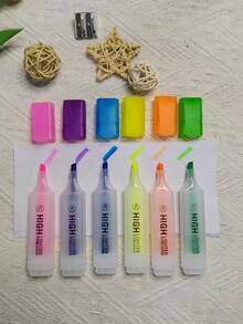 1pc Highlighter Pen, Thick Barrel Large Capacity, High Aesthetic, Student Marker, Colorful Quick-Drying Notebook Pen - Sets - View 6