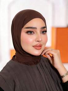 1顶时尚休闲优雅速戴头巾帽，经典简约时尚，采用柔软亲肤透气的针织面料，长帽檐两用头巾帽，适合日常生活、节日、聚会、祈祷等场合。 - 彩色 - 查看 5