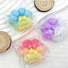 1PC Gradient Cat Paw Squishy Toy With Bow, Soft Slow Rising Fidget Toy For Anxiety Relief - Blue - View 4