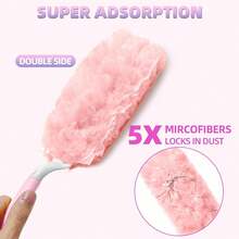 30pcs Pink Disposable Electrostatic Duster Brush, Cleaning Tool For Home, Car, Furniture, Keyboard - Cleaning Supplies, Cleaning Accessories, Cleaning Tools, 360 Degree Desktop And Bookshelf Dusting, Refill Duster Heads (With Handle) - Pink - View 3