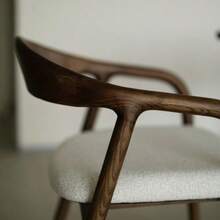 Travis Wooden Chair, Walnut/White, Ash Wood Frame, Upholstered Seat - Walnut - View 8