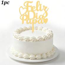 1pc/3pcs Set Golden Acrylic Cake Topper Set - Latin American Father's Day Mother's Day Party Supplies - Multicolor - View 20