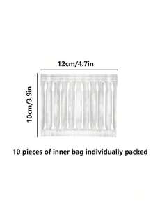 50pcs/Pack Portable Single-Tip Cotton Swabs, Double-Ended Design With Pointed & Round Tips, Makeup Remover Swabs, Unisex - White - View 9