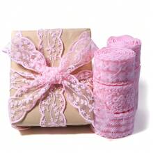 3碼/捲 粉色刺繡蕾絲飾邊 3.8cm 無彈性織帶，適用於衣領、袖口、下擺、腰帶DIY，婚紗/晚禮服/髮飾頭飾製作，家居裝飾枕套手帕製作配件 - 粉紅色 - 查看 7