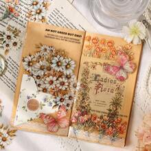 20pcs Gold Foil Floral Pet Sticker Set, Vintage Floral Decorative Stickers For Scrapbooking, Journals, DIY Crafts, Notebook Decoration Scrapbook Supplies - HHSM - View 5