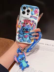 This Disney Stitch Lanyard Phone Case Is Fully Covered In TPU Material. It's Shockproof, Lightweight, And Compatible With IPhone17/16/11/13/15/15 Plus/15 Pro/15 Pro Max/12/14 Pro Max/11 Pro Max/12 Pro/12 Pro Max/13. This Phone Case Makes A Popular Birthday Gift Or Business Gift; It's Durable, Stain- And Fingerprint-Resistant, And Suitable For Both Men And Women. The Set Also Includes A Mickey Mouse Phone Case And A Stitch Plush Bracelet. It's A Perfect Gift For Friends And Family. This Stylish Phone Case Is Fun, Lightweight, And Durable. IPhone17 Pro Max Phone Case, Angel Phone Case. - White - View 5