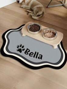 Customizable Quick-Dry Pet Food Bowl Mat, Personalized Name, Waterproof Non-Slip Cat Bowl Mat, Splash-Proof Absorbent Easy-To-Clean, Paw Print Pattern, For Cats And Dogs, Washable, Perfect Gift For Pet Owners, Aesthetic Pet Decor - Multicolor - View 7