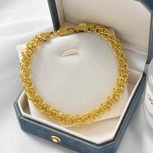 1pc Retro Bohemian Style 18K Gold Plated Copper Twisted Line Bracelet For Women Daily Party Wear - Gold - View 4