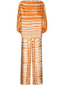 Off Shoulder Jumpsuit For Women, Multiple Colors Geometric Print Lantern Sleeve One Piece, Evening Party Glamorous Formal Outfit - Yellow - View 3