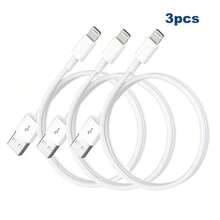 1/2/3 件装 USB 充电线，100 厘米/3.3 英尺快速充电和数据传输线，兼容 14 Pro Max/14 Pro/14 Plus/14/13/12/11/XS/XR/8/7/6，系列电源适配器 - 白色 - 查看 10