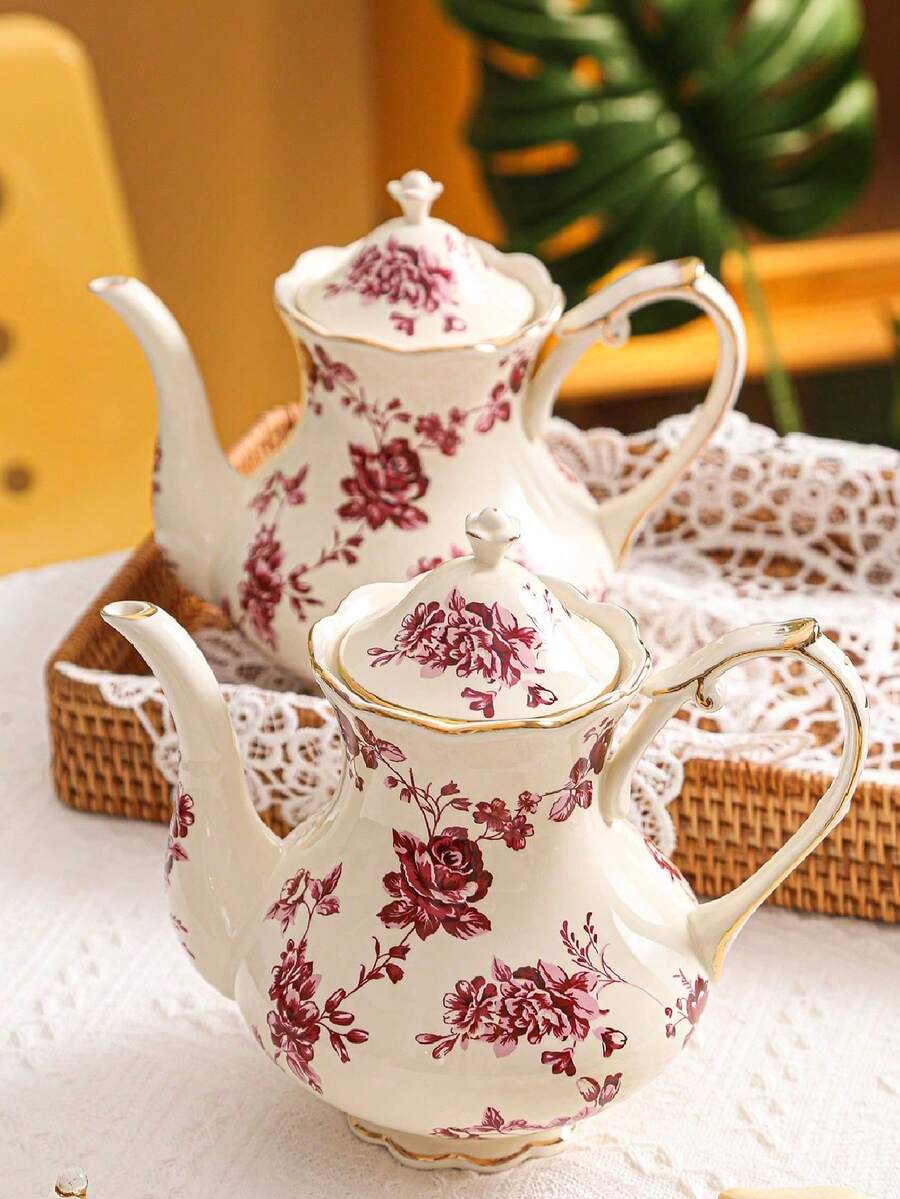 1pc Ceramic Teapot, Kitchen/Dining Room/Living Room Cold Water Kettle, Insulated Pitcher For Tea, Coffee, Milk, Fruit Juice, Suitable For Wedding, Party, Gift, Birthday - Multicolor - View 1