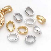 20pcs 18K Gold Plated Pendant Clasp, Oval Bail Connector Clasps For DIY Necklace Jewelry Making, Hypoallergenic Copper Pendant Findings - Buckle - View 2