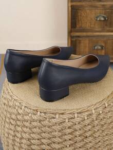 Giày cao gót mũi nhọn đế dày kiểu mới năm 2026, màu xanh navy, kiểu dáng slip-on, thích hợp cho nữ đi làm, công sở và hẹn hò. - Màu xanh đậm - Xem 7