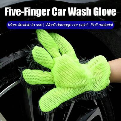Plush Car Washing Gloves, Chenille Cleaning Cloth, Wheel Hub Cleaning Gloves, Plush Beauty Washing Gloves, Washing Brush, Thickened Absorbent Plush Cleaning Gloves, Suitable For Car Washing, Dusting, Decontamination, Car And Home Use