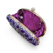 Clutch Bag Party Crystal Stones Weddings Bridesmaids - 紫色 - 查看 3