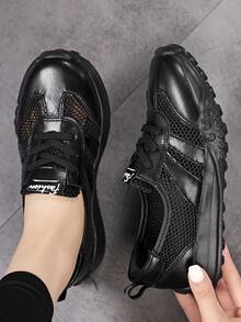 Andningsbara, lätta och varma promenadsneakers för kvinnor - Svart - Visa 4