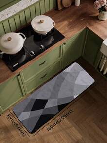 1 pieza Alfombra de cocina de barro de diatomeas con diseño de rombo curvo de color contrastante minimalista, patrón abstracto gris & negro, antideslizante, absorbente de agua, alfombra suave para los pies, adecuada para cocina, baño, entrada, lavandería, sala de estar, decoración del hogar alfombra pequeña - Multicolor - Ver 18