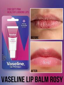 Vaseline 凡士林護唇膏 (密集護理)，經典配方，立即軟化、平滑、滋養，100% 凡士林果凍，純凡士林，經典配方，斜角尖端設計方便塗抹，保濕，修復乾燥唇部，防止龜裂 - 玫瑰 rosy - 查看 6
