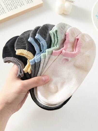 5 pares de calcetines invisibles con lazo lindos para mujer, calcetines cortos invisibles suaves y adorables sin costuras, calcetines de tobillo transpirables y cómodos para uso en interiores/exteriores, colores aleatorios