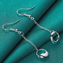 Pendientes de gancho con gota de agua chapados en plata de ley 925 para mujeres, joyería de encanto para boda y fiesta - Plateado - Ver 2