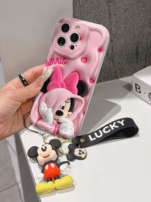 This Disney Mickey Mouse Lanyard Phone Case Is Fully Covered In TPU Material. It's Shockproof, Lightweight, And Compatible With IPhone17/16/11/13/15/15 Plus/15 Pro/15 Pro Max/12/14 Pro Max/11 Pro Max/12 Pro/12 Pro Max/13. This Phone Case Makes A Popular Birthday Gift Or Business Gift; It's Durable, Stain- And Fingerprint Resistant, And Suitable For Both Men And Women. The Set Also Includes A Mickey Mouse Phone Case And A Mickey Mouse Plush Bracelet. It's A Perfect Gift For Friends And Family. This Stylish Phone Case Is Fun, Lightweight, And Durable. IPhone17 Pro Max Phone Case, Minnie Mouse Phone Case. - 白色 - 查看 2