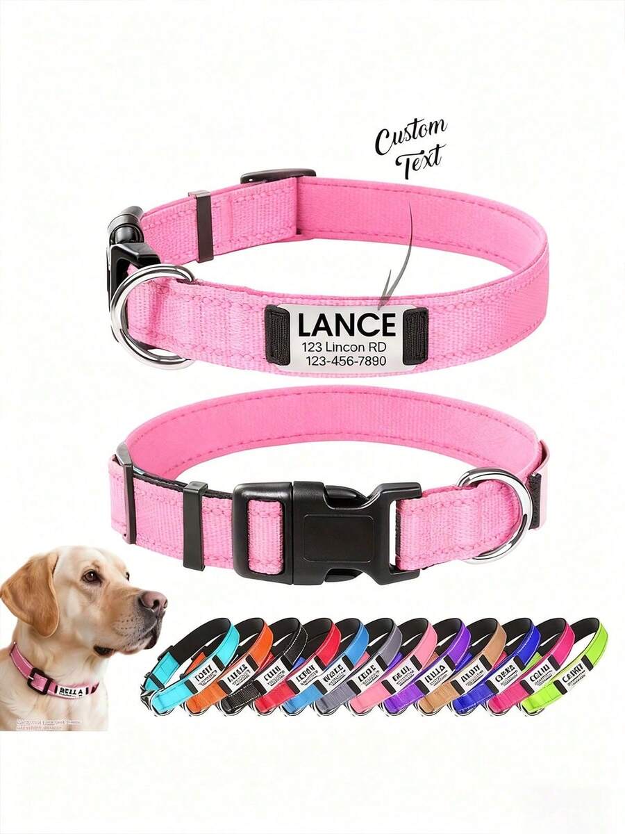 Vòng cổ phản quang cho chó có thể điều chỉnh độ phản quang. Vòng cổ khắc tên và số điện thoại theo yêu cầu. Mùa tựu trường.