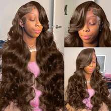 13x4 13x6 Wavy Texture Mixed Hair Density 200% 26 Inch 5x5 Glueless HD Lace Front Wig With Baby Hair For Women, Chocolate Brown #4 - Brown - View 8