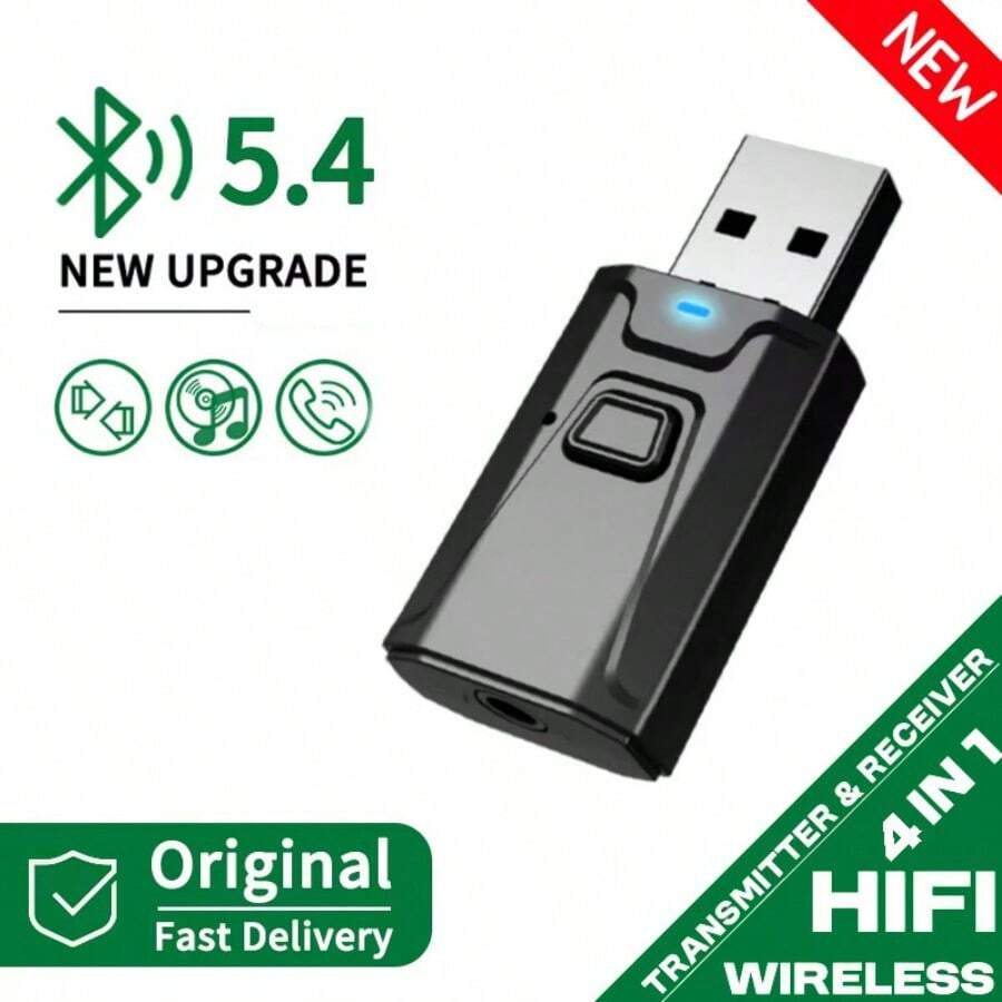KZ 4-In-1 Bluetooth 5.0 Transmitter Receiver, USB Wireless Adapter With 3.5mm AUX Port, Compatible With TV, Computer, Headphones, Home Audio, Car Audio