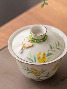 1件创意茶具吊坠配件，手工复古编织装饰，适用于茶壶盖、盖碗、茶杯把手 - 紫丁香色 - 查看 7