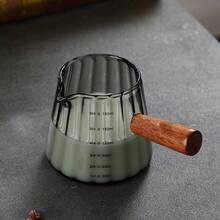1個/2個 180ml 6oz 條紋高硼矽酸鹽玻璃馬克杯，附木製手柄，耐熱、可冷凍、可洗碗機，透明/透明灰色，適用於居家、辦公室、咖啡店、喝茶，適合咖啡愛好者的生日節日禮物 - 彩色 - 查看 9