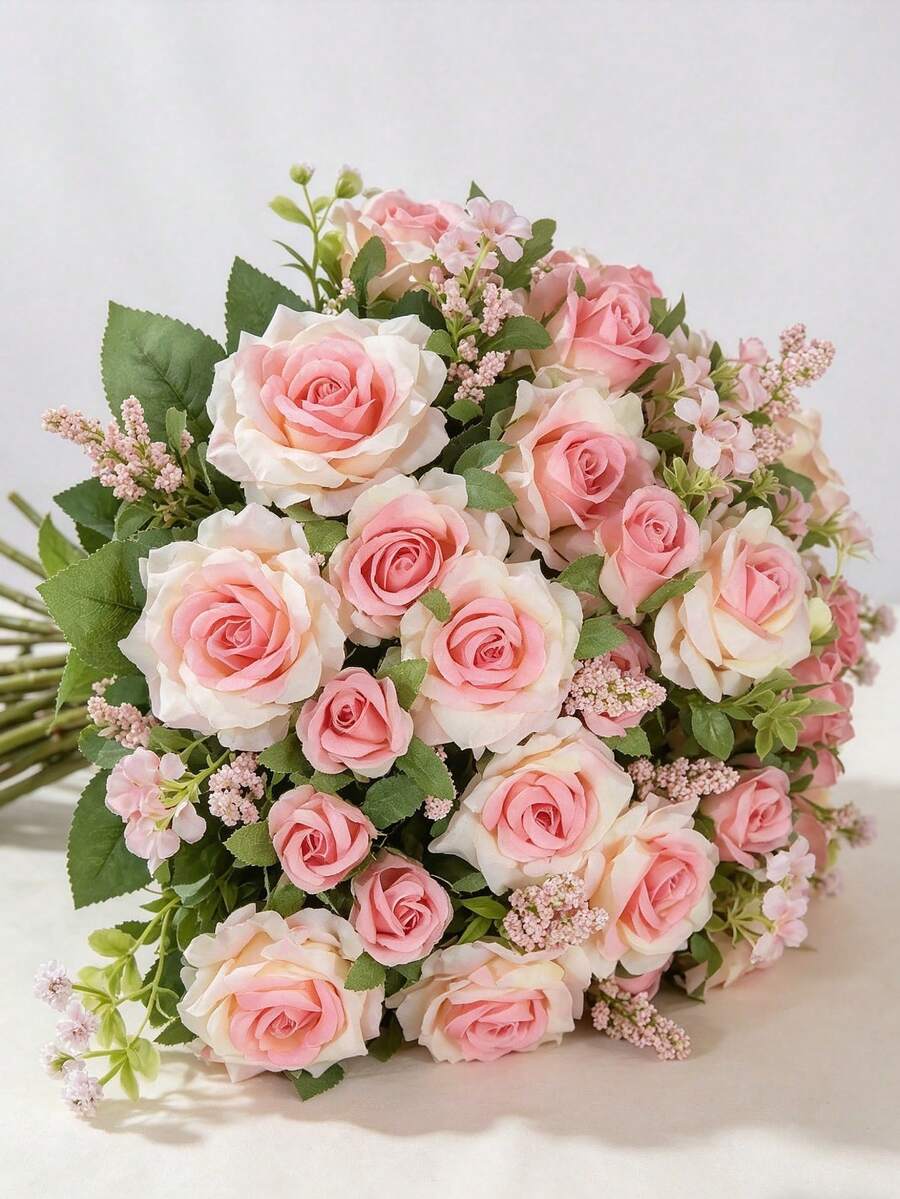 1/3件裝人造牡丹絲綢球花束,人造玫瑰仿真花,適合春季/秋季裝飾,婚禮花瓶、居家、餐廳、臥室、廚房、浴室裝飾,母親節禮物,節日生日派對用品,戶外花園裝飾 - 粉色 - 查看 1