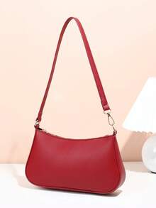 Women's Minimalist Underarm One Shoulder Baguette Bag, Suitable For Daily Commute, Travel, Shopping, And Strolling - Burgundy - View 2