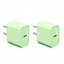 1-2組 20W PD快充充電器，綠色USB-C牆接式適配器，美國插頭電源適配器，適用於與Android設備，適合居家與旅行使用 - 薄荷綠 - 查看 7