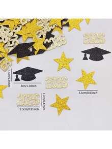 100pcs/Pack Graduation Cap Star Confetti, Multicolor Paper Confetti For Graduation Party Decoration, Suitable For Graduation Season Desktop Decor And Event Celebration - Multiple Styles - View 9