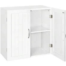 Armario De Baño Pared 59,5x31x59,5cm Mueble Baño Suspendido Con Dos Puertas Armario Colgante Para Cocina, Lavadero, Adjustable Bandeje Y Antivuelco - trắng - Xem 11