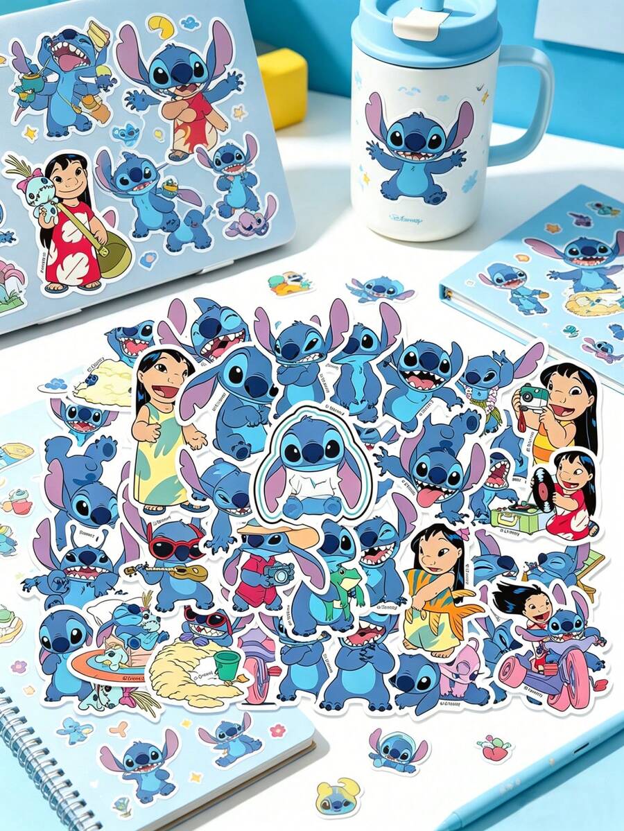 Disney 50张迪士尼官方授权《星际宝贝》乙烯基贴纸套装，包含50个可爱角色设计，防水可移除，适用于笔记本电脑、水瓶和行李箱，非常适合DIY手工制作和送给粉丝的礼物。 - 縫線 1 - 查看 1