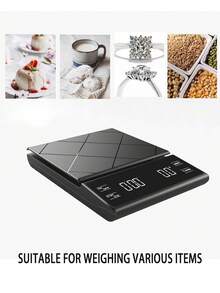 【热销】1个装智能计时咖啡秤，高精度厨房秤，食品秤，意大利手持咖啡秤，带计时和称重功能的咖啡秤，精准烘焙工具厨房秤，设计时尚，底部带防滑硅胶垫 - 彩色 - 查看 2