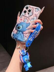Disney Has Authorized, Phone Case - Chain Set, The Stitch Lilo & Stitch 3D Phone Case Plus A Silicone 3D Stitch Bracelet With Metallic Ring Removable Bracelet, Stitch And Angel Pattern, Compatible With Iphone 17/16/15/14/13/12/11/XS/XR/X Plus Pro Max, A Stylish Cartoon Phone Case, The Perfect Gift Choice, Phone Protection, Durable Phone Cover, Great Gift For Friends And Family - 白色款式A - 查看 3