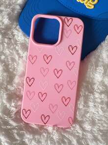 Funda de teléfono con patrón de corazón rosa, compatible con iPhone 17 Pro Max, 17 Pro, 17, 16, 15, 14, 13, 12, 11, adecuada para el Día de San Valentín - Rosa - Ver 26