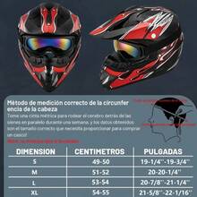 Casco de motocicleta para niños, incluye gafas, guantes, mascarilla y estampado de llamas rojas. - A - Ver 3