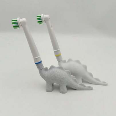 1pc Cute Dinosaur Shaped Electric Toothbrush Holder Stand, Suitable For Most Electric Toothbrushes (Except IO Or Pulsonic Series), Made Of Durable PLA Material, No Power Needed, Can Stand Independently, Saves Bathroom Storage Space, A Fun Toothbrush Organizer