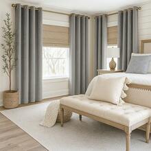 SEWLO 4Panel: Velvet Curtains (Eyelet), Available In Multiple Colors And Sizes, 90% Light Blocking, Windproof, Suitable For Various Room Layouts, Soft And Comfortable. - 銀色 - 查看 2