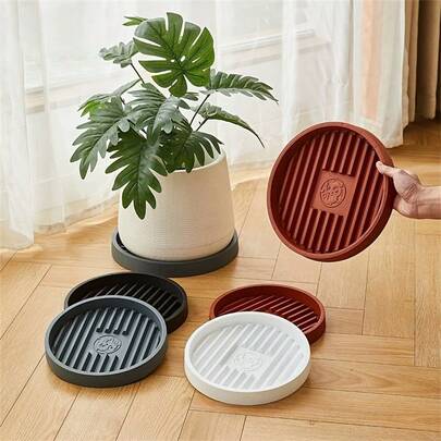 A Plant Pot Tray Stand, Designed To Catch Water And Prevent Spills, With Drainage To Avoid Root Rot, Suitable For Various Potted Plants