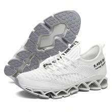Men's Running Shoes, Super Breathable, Blade-Style Design, Excellent Shock Absorption, Non-Slip, Durable, Suitable For Outdoor Activities Like Running, Hiking, Traveling And Training, Unisex, Shock-Absorbing, Plus Size Sneakers - White - View 5