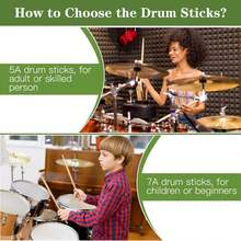 2 Pairs 5A Drum Sticks, Oval Wood Tip Non-Slip Drum Stick For Jazz Drum Electronic Drums Musical Instrument Percussion - ColorA - View 2
