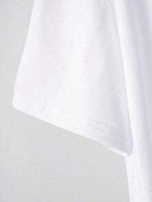 Round-Neck Short-Sleeved Cotton T-Shirt With Flamingo Print, Standard Size For Women's Summer Outfit. - Blanc - View 4